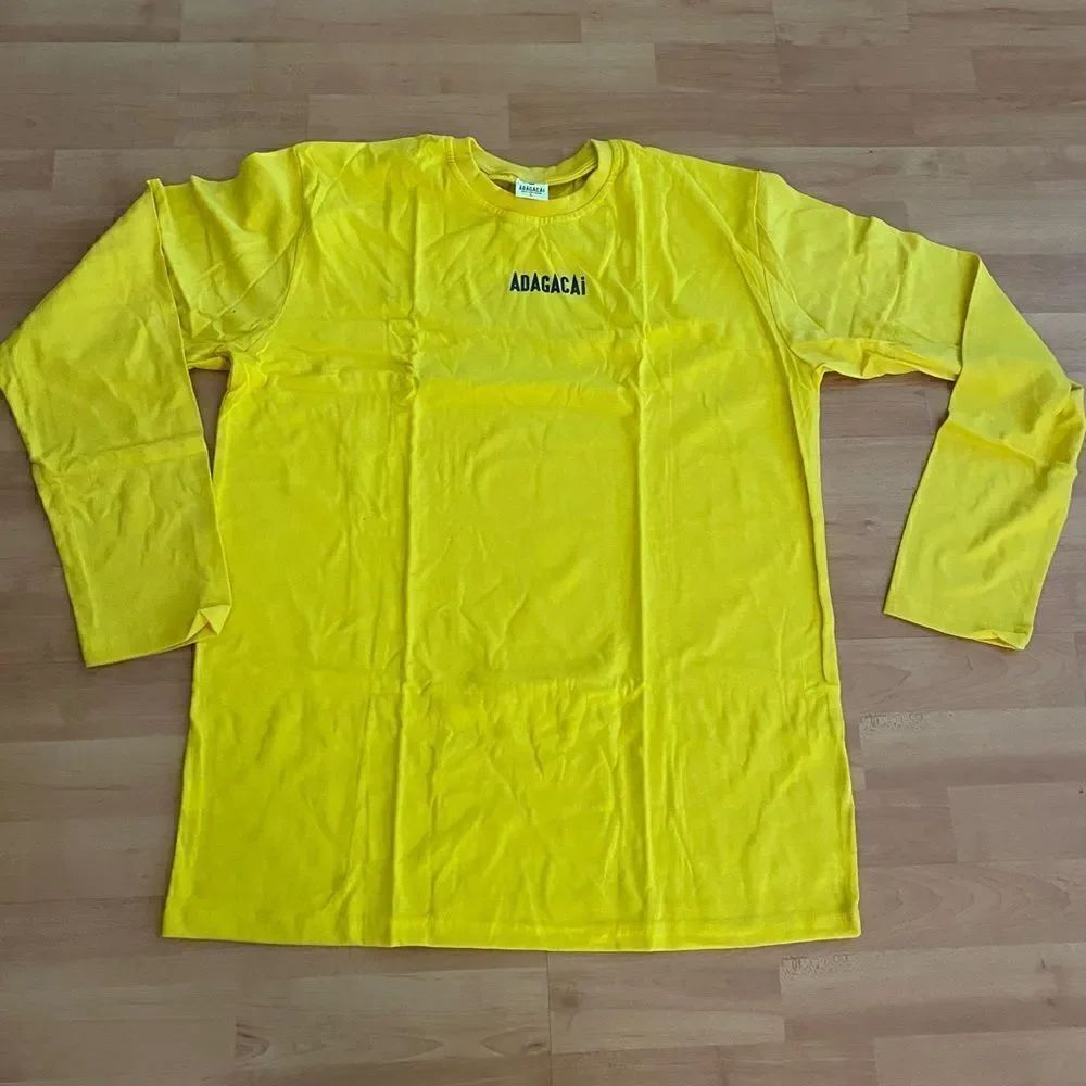 Adagacai Dress Your Passion Long Sleeve Graphic Yellow T Shirt Unisex Sz L NWOT